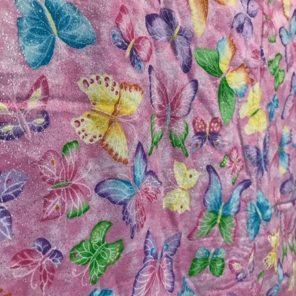Quillow quilt/pillow butterfly’s purple pink and green‎
